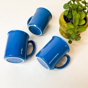 Vintage 70s CORNINGWARE Cornflower Blue Set Of Three Drinking Mugs